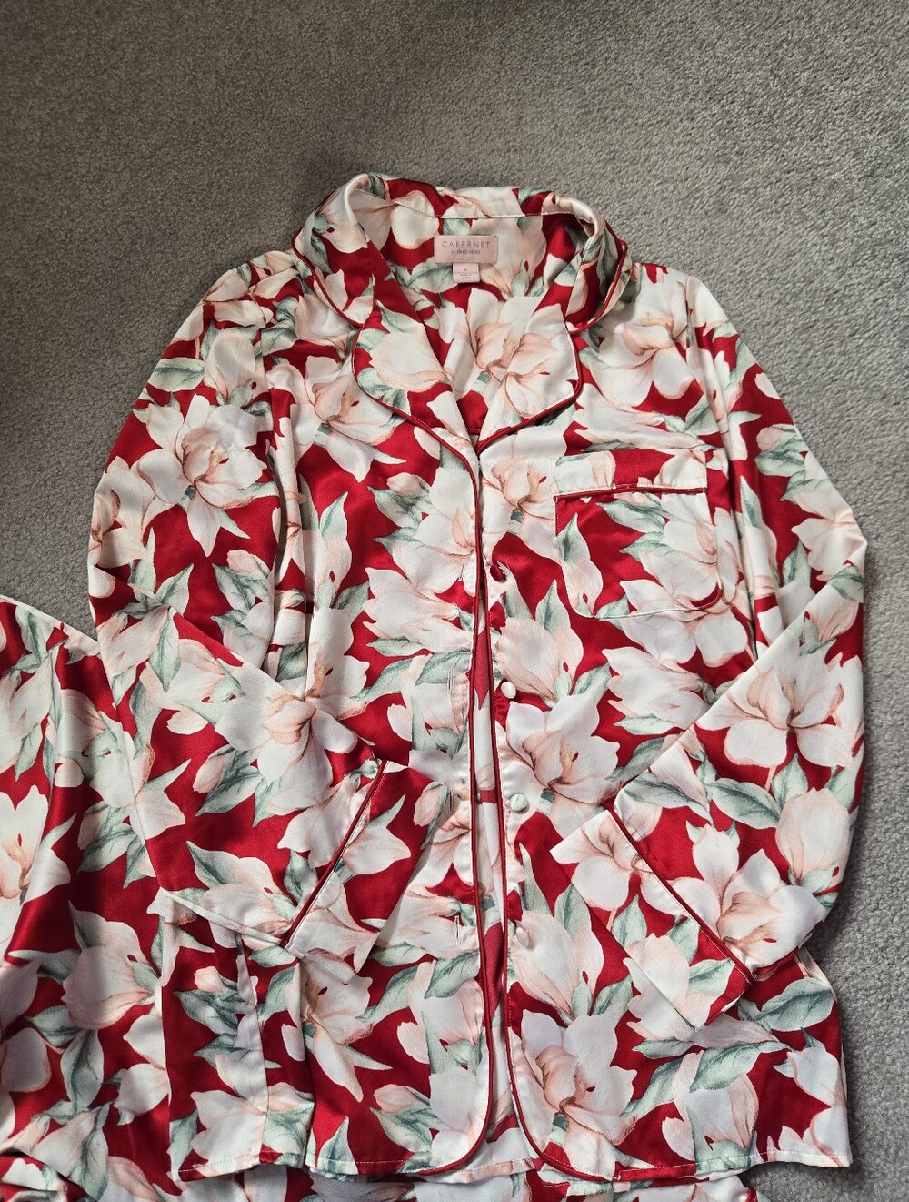 CABERNET by Sleep Sense Red Floral pajama set SZ SMALL - Picture 3 of 11